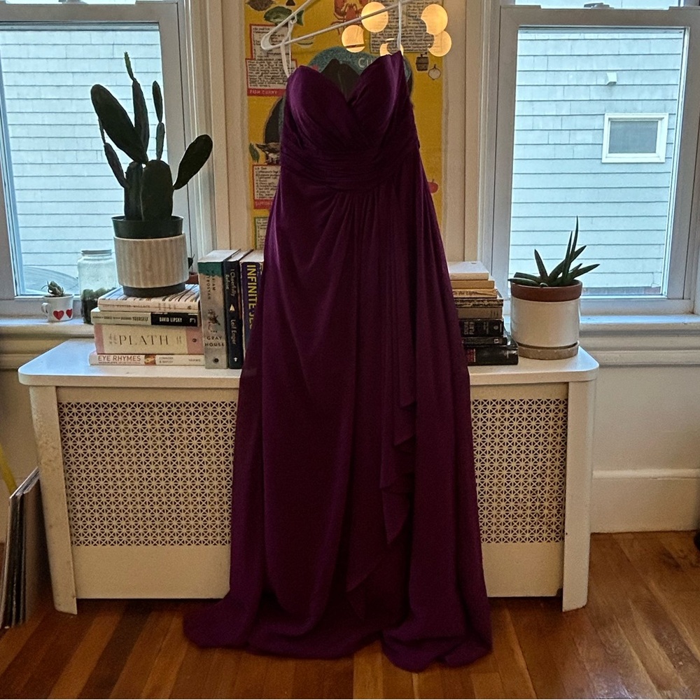 Strapless sangria bridesmaid maxi dress (Christina Wu Occasions | 12)